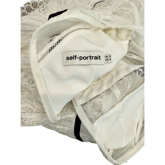 Self-Portrait White Fine Lace Mini Dress NWOT - Size XS - Picture 7 of 9